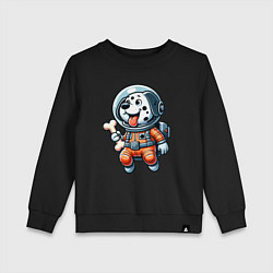 Свитшот хлопковый детский Dalmatian cosmonaut puppy with a bone, цвет: черный
