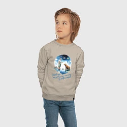 Свитшот хлопковый детский Прикол капибара и Илон Маск, цвет: миндальный — фото 2