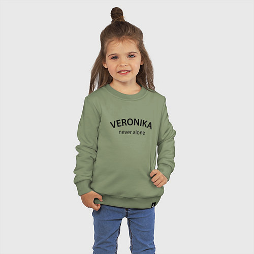 Детский свитшот Veronika never alone - motto / Авокадо – фото 3