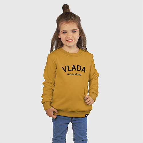 Детский свитшот Vlada never alone - motto / Горчичный – фото 3
