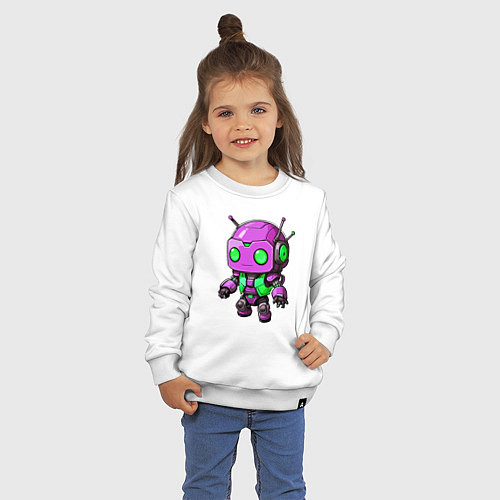 Детский свитшот Фиолетовый робот инопланетянин / Белый – фото 3