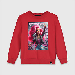 Свитшот хлопковый детский Barbie - punks not dead motto, цвет: красный