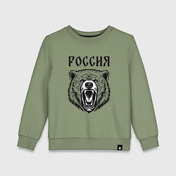 Свитшот хлопковый детский Медведь Россия, цвет: авокадо