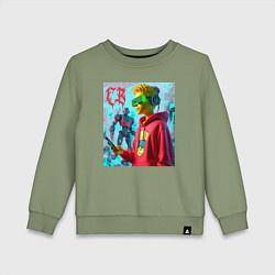 Свитшот хлопковый детский Bart Simpson - cyberpunk ai art, цвет: авокадо