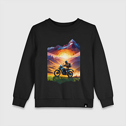 Свитшот хлопковый детский Мотопутешествие в горы, цвет: черный