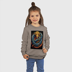 Свитшот хлопковый детский Муай тай синий дракон, цвет: утренний латте — фото 2