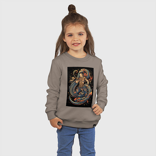Детский свитшот Муай Тай боец и змея / Утренний латте – фото 3