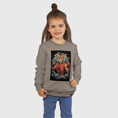 Детский свитшот Боевой тигр Муай Тай / Утренний латте – фото 3