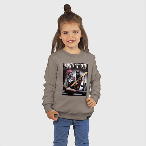 Детский свитшот Punk girl with a black cat and a guitar / Утренний латте – фото 3