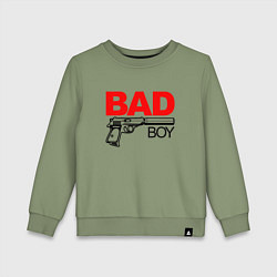 Свитшот хлопковый детский Bad boy with gun, цвет: авокадо