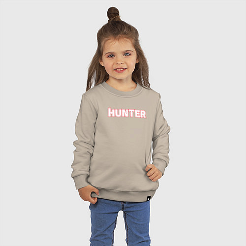 Детский свитшот Hunter Белая надпись Охотник / Миндальный – фото 3