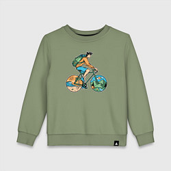 Свитшот хлопковый детский Nature biker, цвет: авокадо