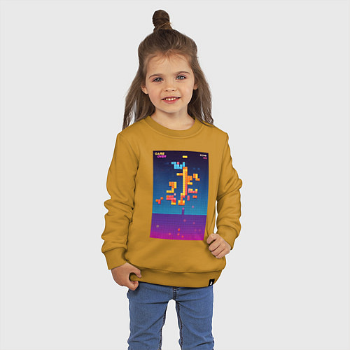 Детский свитшот Синтвейв тетрис / Горчичный – фото 3