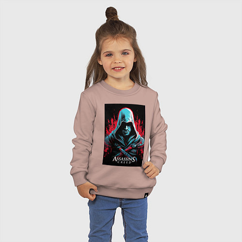 Детский свитшот Assassins creed классика / Пыльно-розовый – фото 3