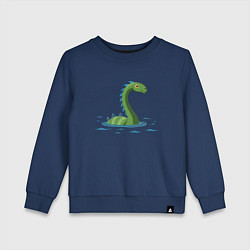 Свитшот хлопковый детский Динозаврик, плывущий в воде, цвет: тёмно-синий