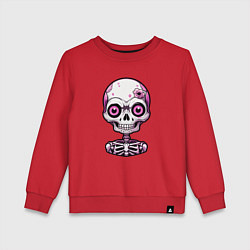Свитшот хлопковый детский Розовый скелет с большими глазами, цвет: красный