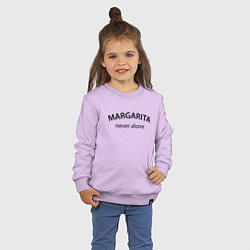 Свитшот хлопковый детский Margarita never alone - motto, цвет: лаванда — фото 2