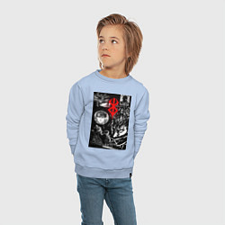 Свитшот хлопковый детский Гатс Чёрный мечник коллаж, цвет: мягкое небо — фото 2