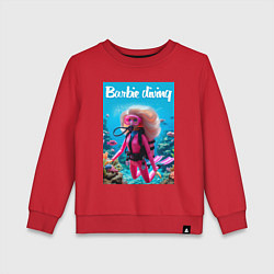 Свитшот хлопковый детский Barbie diving - ai art, цвет: красный