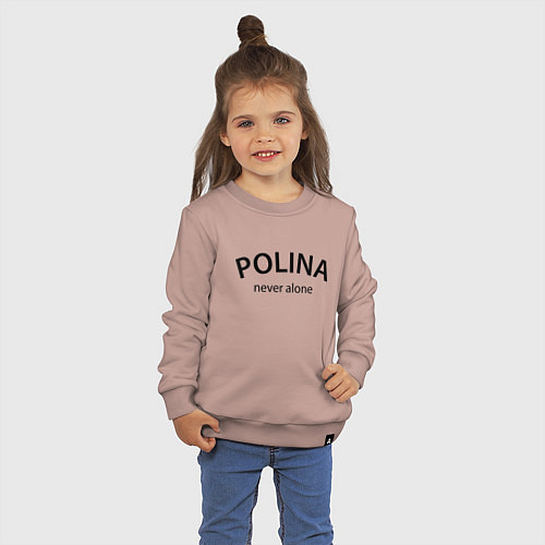 Детский свитшот Polina never alone - motto / Пыльно-розовый – фото 3