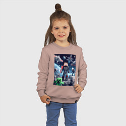 Свитшот хлопковый детский Minecraft and Mass effect - collaboration ai art, цвет: пыльно-розовый — фото 2