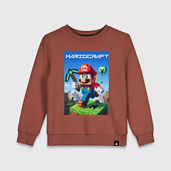 Свитшот хлопковый детский Minecraft and Mario - ai art collaboration, цвет: кирпичный