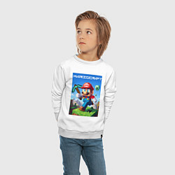 Свитшот хлопковый детский Minecraft and Mario - ai art collaboration, цвет: белый — фото 2