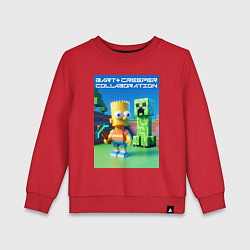 Свитшот хлопковый детский Bart and Creeper - collaboration ai art, цвет: красный