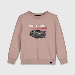 Свитшот хлопковый детский Nissan skyline night ride, цвет: пыльно-розовый