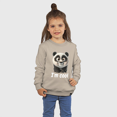 Детский свитшот Крутая панда cool / Миндальный – фото 3