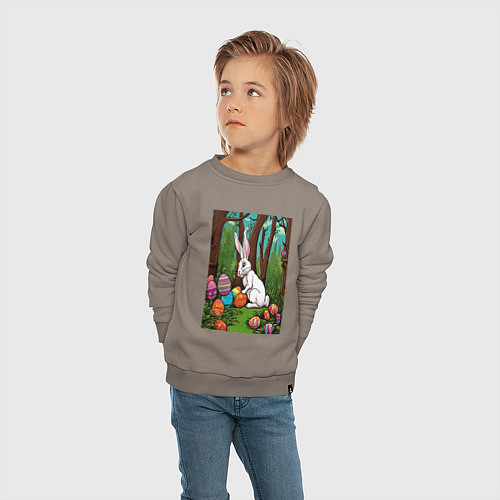Детский свитшот Пасхальный кроль в лесу / Утренний латте – фото 4