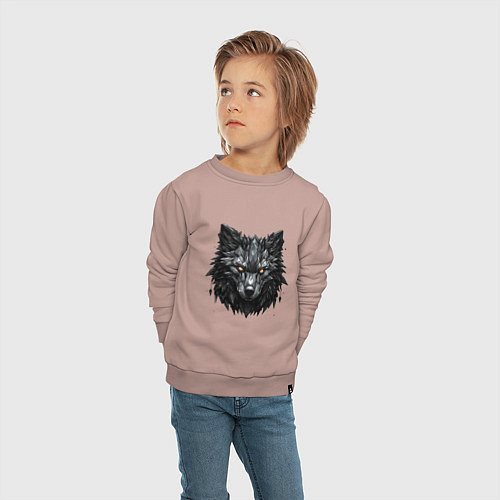 Детский свитшот Графитовый волк / Пыльно-розовый – фото 4