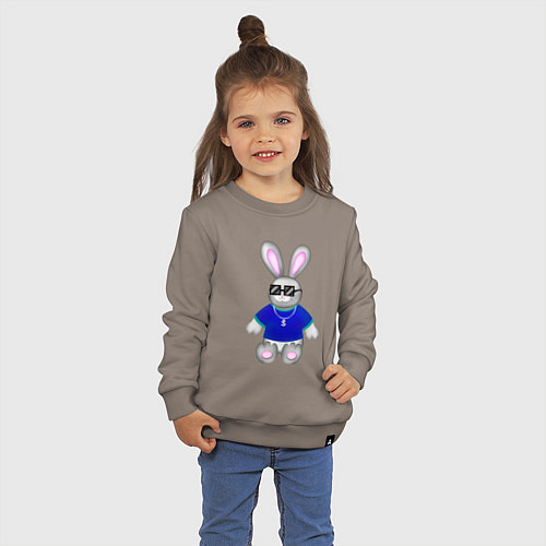 Детский свитшот Кролик с цепочкой / Утренний латте – фото 3