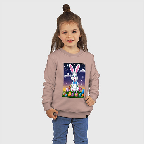 Детский свитшот Ушастик и яички / Пыльно-розовый – фото 3