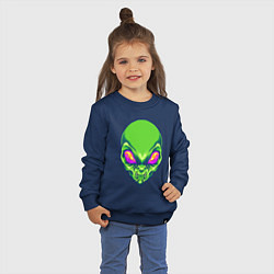 Свитшот хлопковый детский Голова зелёного пришельца, цвет: тёмно-синий — фото 2