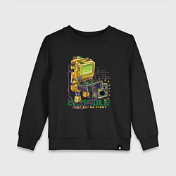 Свитшот хлопковый детский Ретро компьютер геймер, цвет: черный