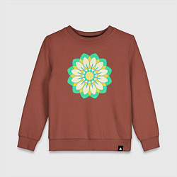 Свитшот хлопковый детский Мандала зеленых оттенков, цвет: кирпичный