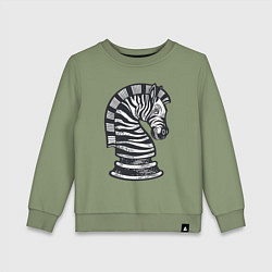 Свитшот хлопковый детский Шахматная зебра, цвет: авокадо