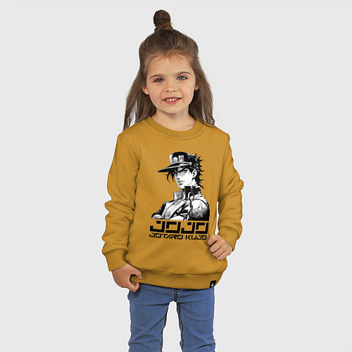 Детский свитшот Jotaro Kujo - jojo ai art / Горчичный – фото 3