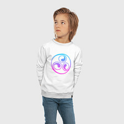Свитшот хлопковый детский Лиловый круглый трискелион, цвет: белый — фото 2