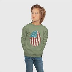 Свитшот хлопковый детский Отпечаток США, цвет: авокадо — фото 2
