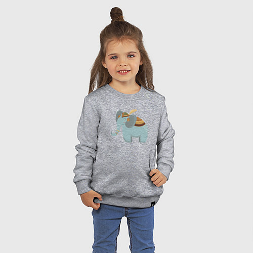 Детский свитшот Cute elephant / Меланж – фото 3
