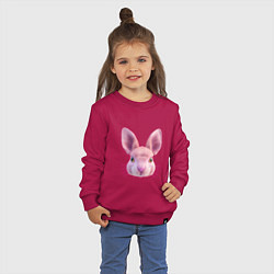 Свитшот хлопковый детский Розовый заяц - портрет кролика, цвет: маджента — фото 2
