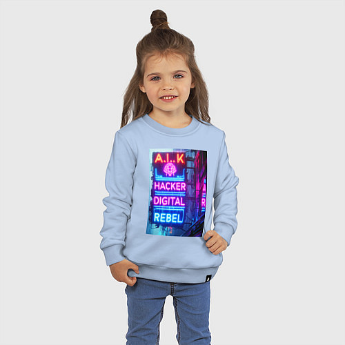 Детский свитшот Ai hacker digital rebel - neon glow / Мягкое небо – фото 3