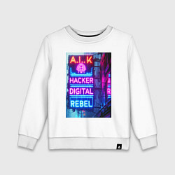 Детский свитшот Ai hacker digital rebel - neon glow