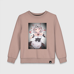 Свитшот хлопковый детский Аниме девочка кошечка витубер Sakamata Chloe, цвет: пыльно-розовый