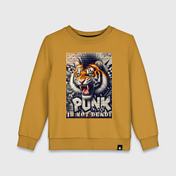 Свитшот хлопковый детский Cool tiger - punks not dead, цвет: горчичный