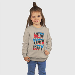 Свитшот хлопковый детский Америка Нью-Йорк, цвет: миндальный — фото 2