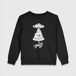 Свитшот хлопковый детский Космонавт и пицца, цвет: черный