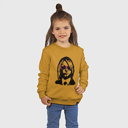 Свитшот хлопковый детский Kurt Cobain Nirvana portrait, цвет: горчичный — фото 2